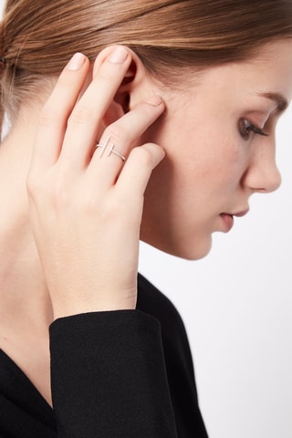 Ring Parallèle Asymétrique  Witgoud en Diamanten