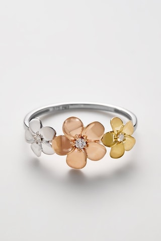 Ring Ikebana Geelgoud, Roségoud, Witgoud en Diamanten 0,05 Karaat/3