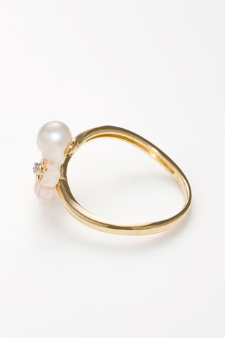 Ring Meira - Geelgoud, Diamant, Saffieren en  Parelmoer