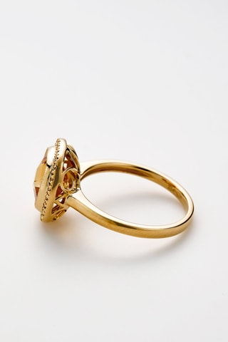 Ring Antique Stone Geelgoud, Diamanten en Citrien