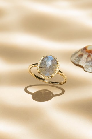 Ring Emotion Geelgoud, Diamanten & Labradoriet