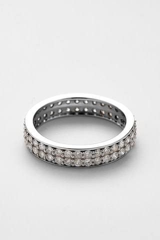 Trouwring Dubbele Tour Complet Witgoud en Diamanten