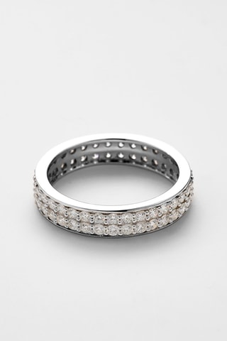 Trouwring Dubbele Tour Complet Witgoud en Diamanten