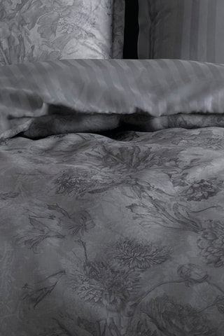 Fronha de travesseiro em cetim de algodão 80 fios/cm² Flore - Preto e cinzento