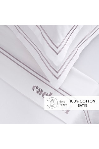 Fronha de travesseiro em cetim de algodão 80 fios/cm² La Rochelle - Branco e cinzento