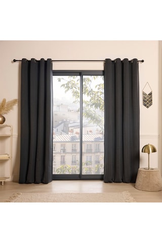 Cortinas com efeito escurecimento Capri - Cinzento-escuro - 140 x 350 cm