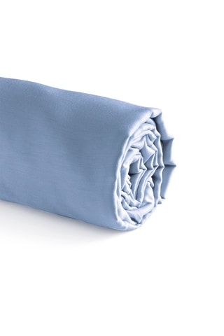 Lençol-capa em cetim de algodão 200 fios/cm² Pansy - Azul-celeste