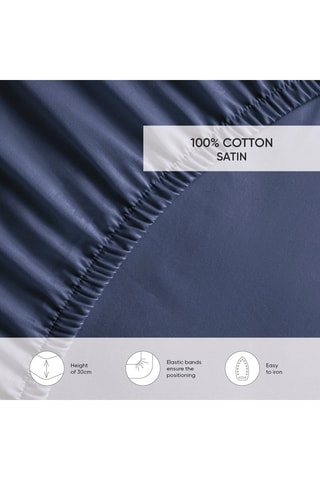 Lençol-capa em cetim de algodão 80 fios/cm² - Azul,