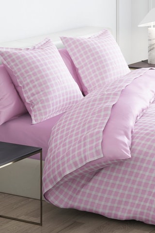 Lençol-capa em cetim de algodão 200 fios/cm² Les carreaux d’Eléna - Rosa