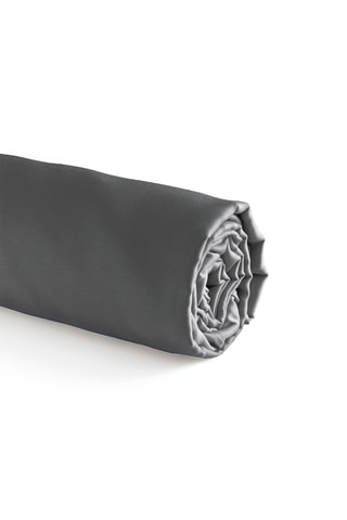 Lençol-capa em cetim de algodão 200 fios/cm² Uni - Antracite