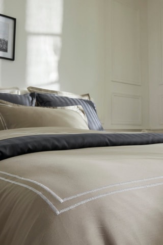 2 fronhas em cetim de algodão 80 fios/cm² La Rochelle - Branco e toupeira