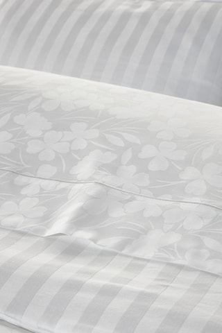2 fronhas em cetim de algodão 120 fios/cm² Jacquard Petites Fleurs - Branco