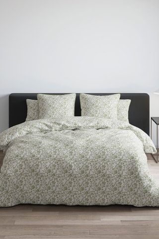 2 fronhas em cetim de algodão 200 fios/cm² - Floraison de Roses - Verde