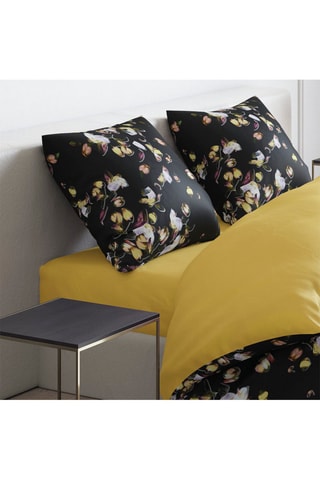 2 fronhas em cetim de algodão 200 fios/cm² Aurore - Preto e amarelo