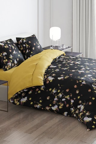 2 fronhas em cetim de algodão 200 fios/cm² Aurore - Preto e amarelo