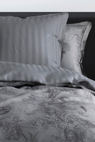 2 fronhas em cetim de algodão 80 fios/cm² Flore - Preto e cinzento