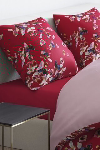 Fronha em cetim de algodão 200 fios/cm² Aurore - Vermelho e rosa