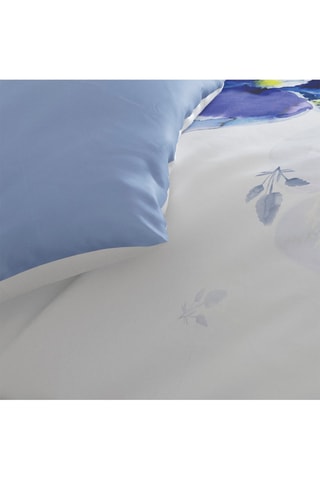 Conjunto de edredão em cetim de algodão 200 fios/cm² Pansy - Azul e branco