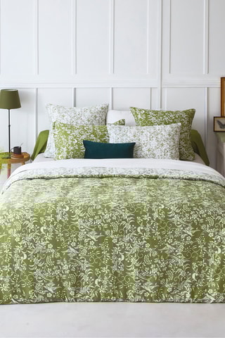 Conjunto de edredão em cetim de algodão 80 fios/cm² Birds - Azeitona