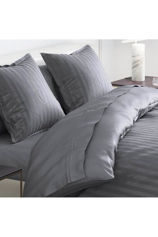 Conjunto de edredão em cetim de algodão 200 fios/cm² Dobby - Cinzento-escuro