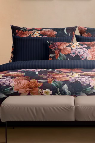 Conjunto de edredão em cetim de algodão 80 fios/cm² Douceur caramel - Azul-escuro