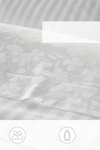Conjunto de edredão em cetim de algodão 120 fios/cm² Jacquard Petites Fleurs - Branco