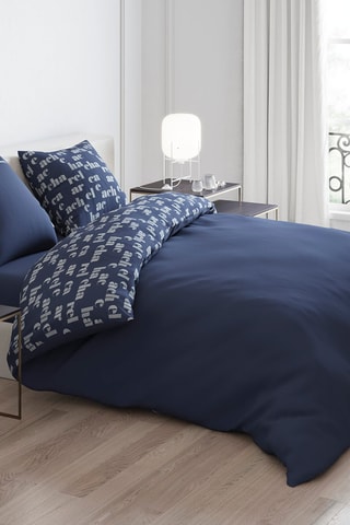 Conjunto de edredão em flanela de algodão - Azul-marinho