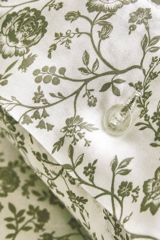 Conjunto de edredão em cetim de algodão 200 fios/cm² Floraison de Roses - Verde