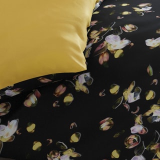 Conjunto de edredão em cetim de algodão 200 fios/cm² Aurore - Ocre e preto