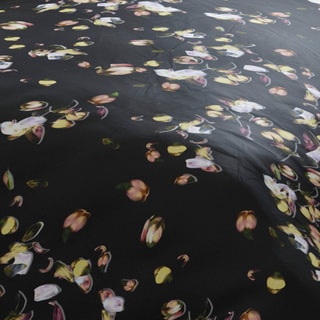 Conjunto de edredão em cetim de algodão 200 fios/cm² Aurore - Ocre e preto