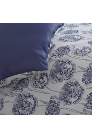 Conjunto de edredão em cetim de algodão 200 fios/cm² Lace - Azul-marinho e branco