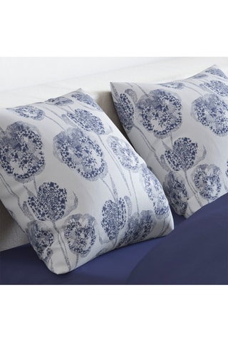 Conjunto de edredão em cetim de algodão 200 fios/cm² Lace - Azul-marinho e branco