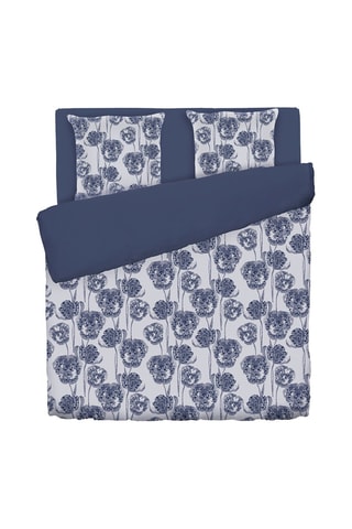 Conjunto de edredão em cetim de algodão 200 fios/cm² Lace - Azul-marinho e branco