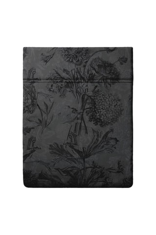 Drap plat satin de coton Flore - Noir et gris