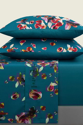 Conjunto de lençóis em cetim de algodão 80 fios/cm² Aurore - Azul,