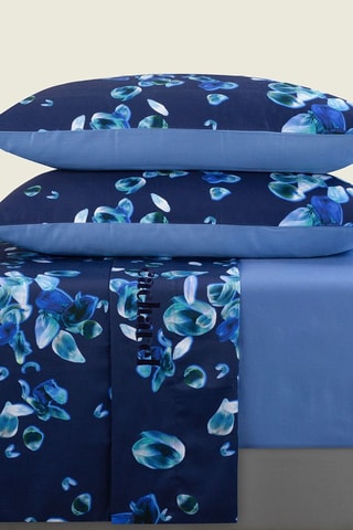 Conjunto de lençóis em cetim de algodão 80 fios/cm² Aurore - Azul,