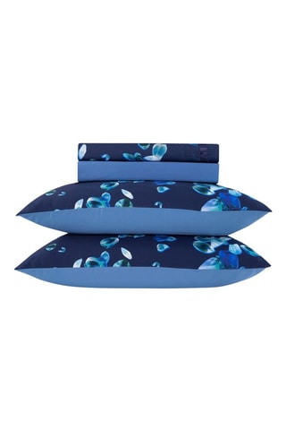 Conjunto de lençóis em cetim de algodão 80 fios/cm² Aurore - Azul,