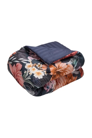 Edredão XL em cetim de algodão 80 fios/cm² Douceur Caramel - Azul-escuro