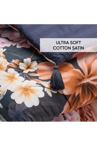 Edredão XL em cetim de algodão 80 fios/cm² Douceur Caramel - Azul-escuro