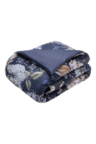 Edredão em cetim de algodão 80 fios/cm² Bouquet d'Hortensias - Azul-noite e bege