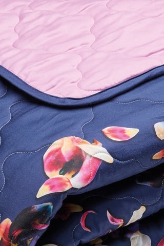 Colcha XL em cetim de algodão 80 fios/cm² Aurore - Azul-marinho e rosa