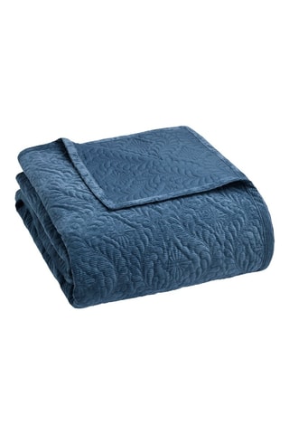 Colcha em veludo Flower - Azul,