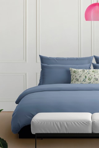 2 fronhas em cetim de algodão 80 fios/cm² - Azul