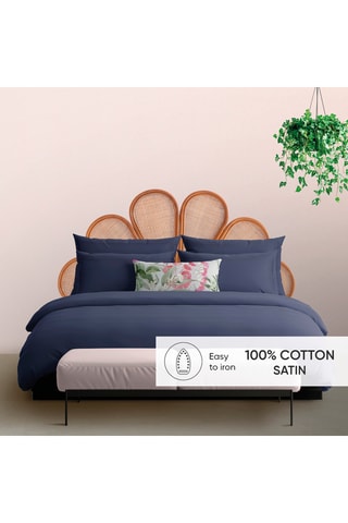 2 fronhas em cetim de algodão 80 fios/cm² - Azul