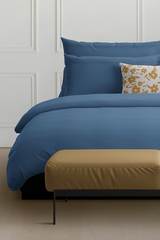 2 fronhas em cetim de algodão 80 fios/cm² - Azul