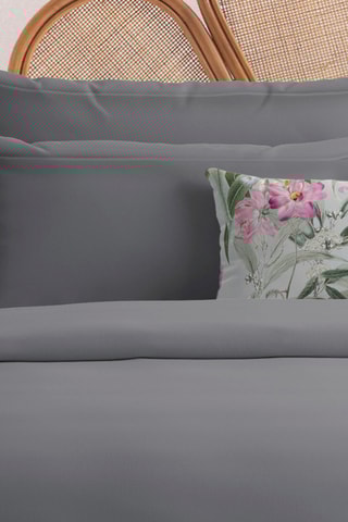 2 fronhas em cetim de algodão 80 fios/cm² - Cinzento