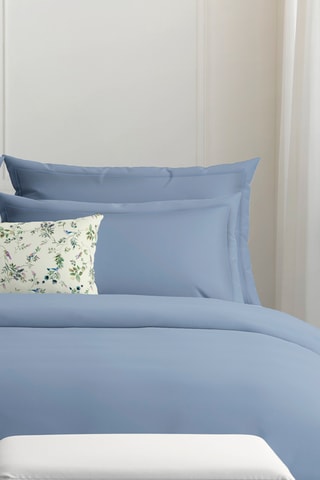 2 fronhas em cetim de algodão 80 fios/cm² - Azul