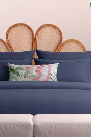 2 fronhas em cetim de algodão 80 fios/cm² - Azul