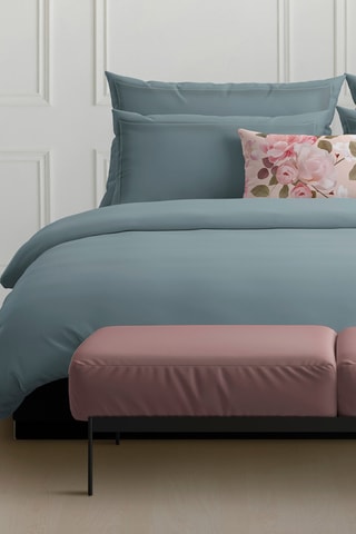 2 fronhas em cetim de algodão 80 fios/cm² - Azul