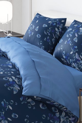 Fronha de travesseiro em cetim de algodão 80 fios/cm² Aurore -  Azul